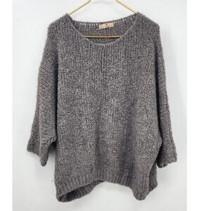 Lands Downunder Grey Chunky Knit Sweater One Size Made In Italy Wool Alpaca‎